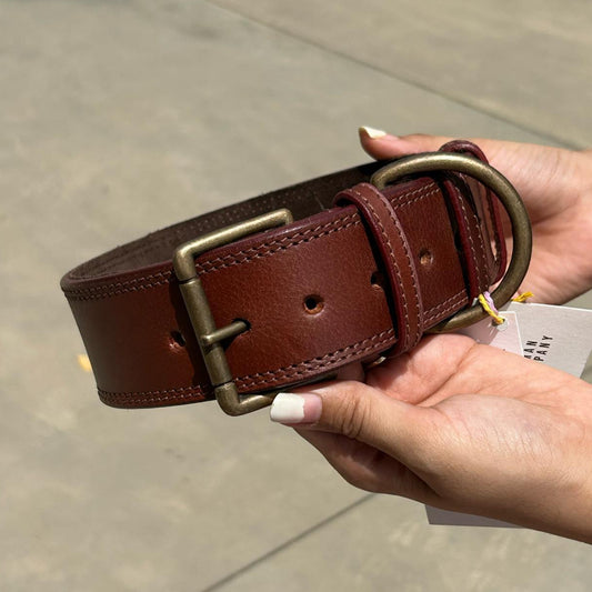 Brown leather dog collar